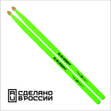 7KLHBGN5B 5B Барабанные палочки, граб, флуоресцентные ярко-зеленые, Kaledin Drumsticks