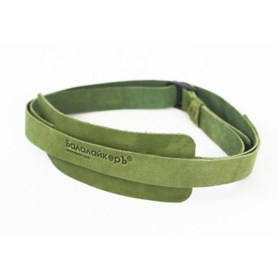 A-BS-G Кожаный ремень для балалайки, с наплечником, зеленый, Балалайкеръ