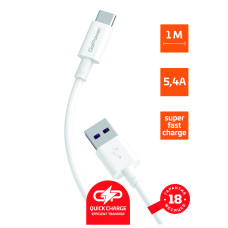 00-00022778 Кабель GP12T USB (m)-Type-C (m) 1.0м 5.4A, белый, GoPower