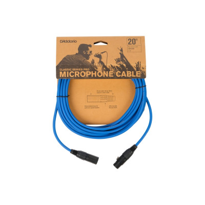 PW-CPMIC-20BU Classic Series Pro Микрофонный кабель, 6м, синий, D'Addario