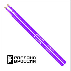 7KLHBVL5A Violet 5A Барабанные палочки, граб, флуоресцентные фиолетовые, Kaledin Drumsticks