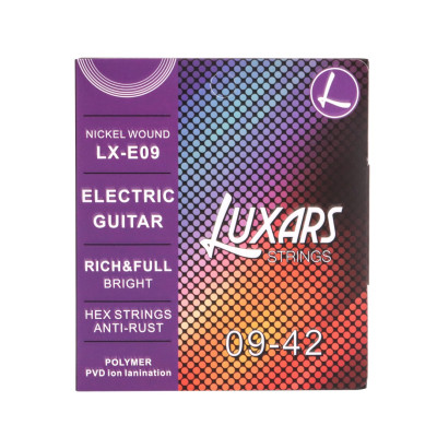 LX-E09 Комплект струн для электрогитары, никель, 9-42, с покрытием, Luxars