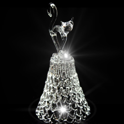 GH-M027 Колокольчик хрустальный «Кот», средний, Гусь Хрустальный