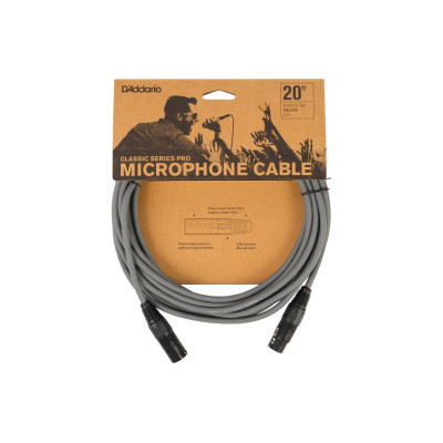 PW-CPMIC-20GY Classic Series Pro Микрофонный кабель, 6м, серый, D'Addario