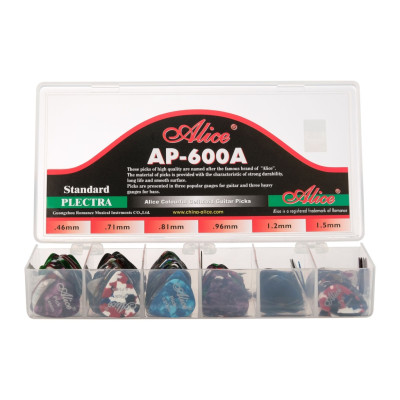 AP-600A Коробка медиаторов, 600шт, 6 толщин. Alice