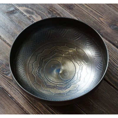 IN99PGI22 Поющая Чаша, 22см, гравировка Инь Янь, INOY