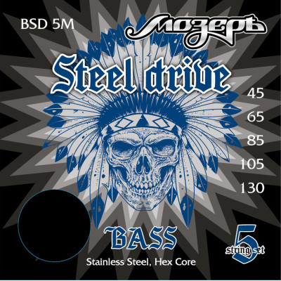 BSD-5M Steel Drive Комплект струн для 5-струнной бас-гитары, сталь, Мозеръ