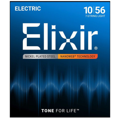 12057 NANOWEB Комплект струн для 7-струнной электрогитары, Light, 10-56, Elixir
