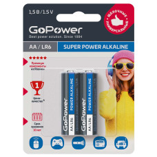 00-00019861 Super Power Alkaline Элемент питания AA/LR6 щелочной 1.5В, 2шт, GoPower