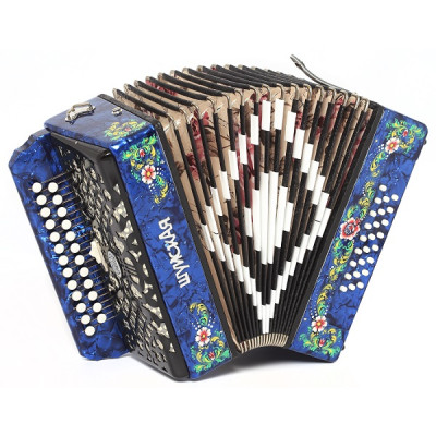 SZ32XL-G-BL Гармонь "Шуйская" 25х25-III-2, синяя, Шуйская гармонь