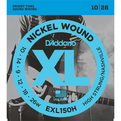 EXL150H Nickel Wound Комплект первых струн для электрогитары, High-Strung/Nashville 10-26, D'Addario