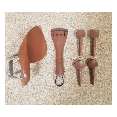 Комплект фурнитуры на скрипку 3/4 (колки 4шт, струнодержатель, подбородник, дерево, коричневый цвет)