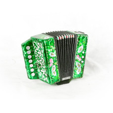 GN-25-GR Гармонь сувенирная "Кроха", зеленая, 7х3-I, Тульская Гармонь