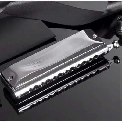 GM0648GY Губная гармошка, тональность С, хроматическая, серая, JDR