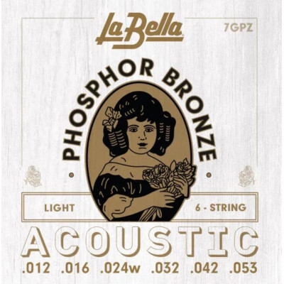 7GPZ Комплект струн для акустической гитары, фосфорная бронза, 12-53, La Bella