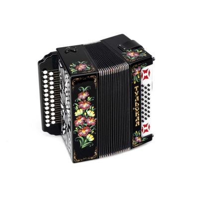 G-21-BK Гармонь Тульская-301М 25х25-III с двумя ремнями, черная, Тульская гармонь