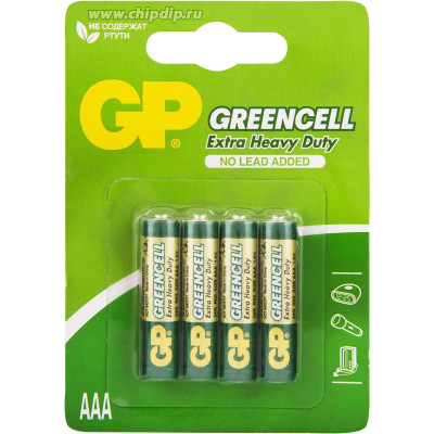 GP24G-2CR4 GreenCell Элемент питания ААА, солевой, 4 шт, GP