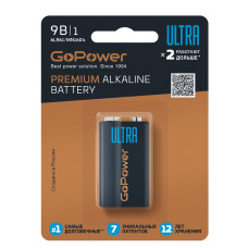 00-00026400 Ultra Элемент питания Крона 6LR61 Alkaline 9В, GoPower