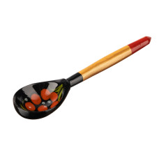 LHL6502 Деревянная ложка маленькая, роспись "Чернушка", Хохлома