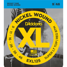 EXL125 XL NICKEL WOUND Струны для электрогитары Super Light Top/Regular Bottom 9-46 D`Addario