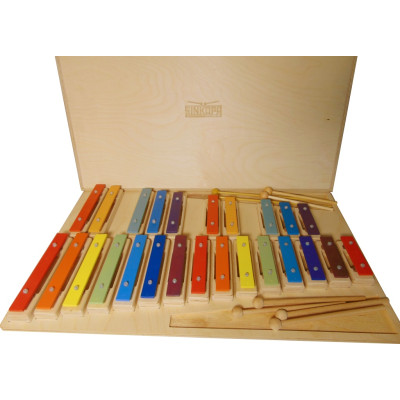 SGBSet25-C Металлофон разборный (глокеншпиль) альт 25 нот, цветной, в кейсе, Sinkopa