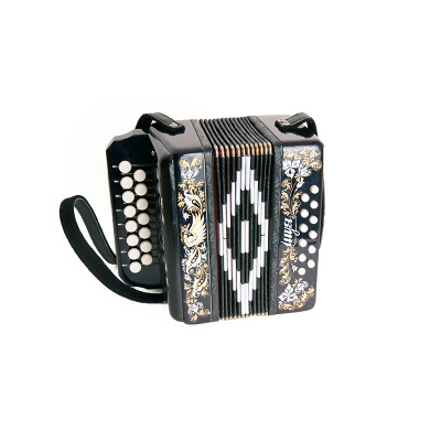 S40XL-C-BLACK Гармонь "Сувенир" 15х12-I, черная, палехская роспись, Шуйская гармонь