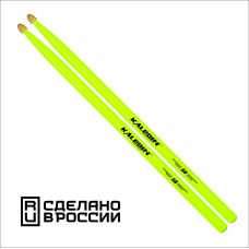 7KLHBYL5B Yellow 5B Барабанные палочки, граб, флуоресцентные желтые, Kaledin Drumsticks