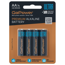 00-00026394 Ultra Элемент питания LR6 AA Alkaline 1.5В, 4шт, GoPower