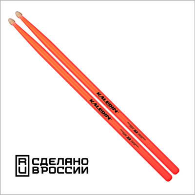 7KLHBOR5A 5A Барабанные палочки, граб, флуоресцентные оранжевые, Kaledin Drumsticks