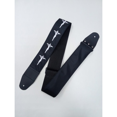 MZ-RGE-7-1ApChristBk Ремень для гитары, черный, аппликация Христос, MEZZO