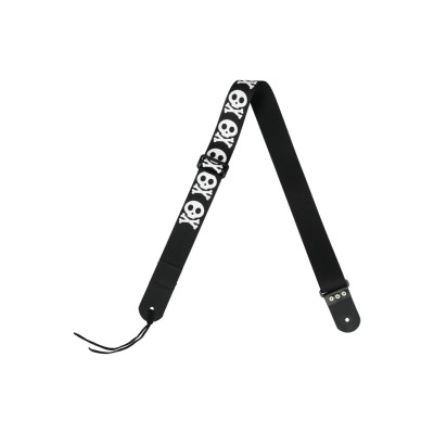 MZ-RG-5ApJRogerBk Ремень для гитары, черный, аппликация Веселый Роджер, MEZZO