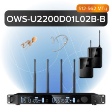 OWS-U2200D01L02В-B Двухканальная радиосистема, 1 головной, 1 петличный микрофон, 512-562МГц, Октава