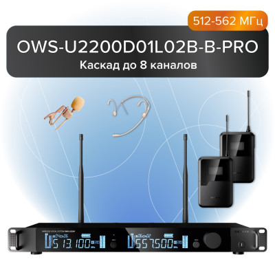 OWS-U2200D01L02В-B-PRO Двухканальная радиосистема, головной, петличный микрофон, Октава