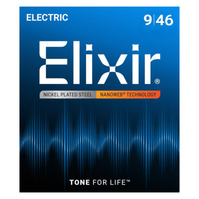 12027 NANOWEB Комплект струн для электрогитары, Custom Light, 9-46, Elixir