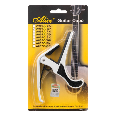A007A/WH Каподастр для акустической гитары, белый, Alice