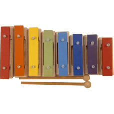 SGBS8-C Металлофон разборный (глокеншпиль) сопрано 8 нот, 2 палочки, цветной, Sinkopa