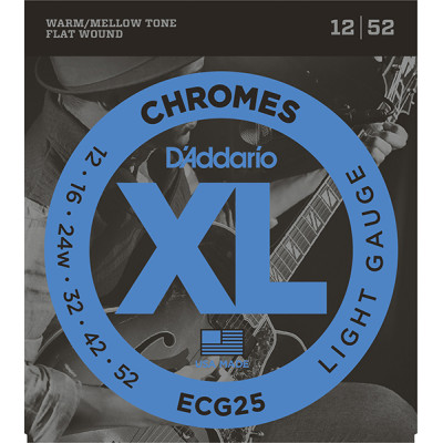 ECG25 Chromes Flat Wound Комплект струн для электрогитары, Light, 12-52, D'Addario