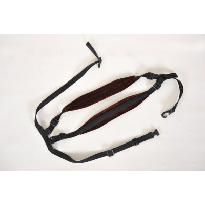 ЛРСФ2/1 Ремень для саксофона, фагота на плечи с мягкими накладками, черный, с карабином ЛЮТНЕР