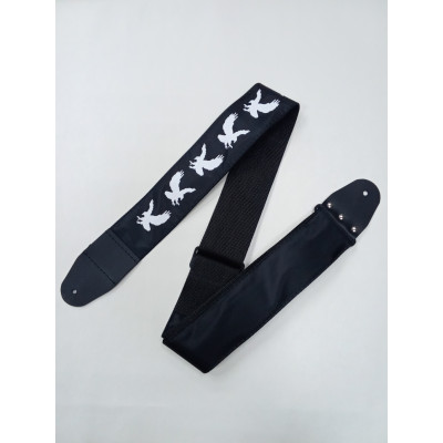 MZ-RGE-7-1ApEagleBk Ремень для гитары, черный, аппликация Орел, MEZZO