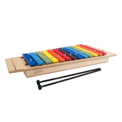 SSM1-С Металлофон сопрано 13+3 нот, С2-A3, на резонаторе, цветные пластины, Sinkopa