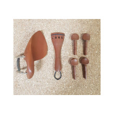 Комплект фурнитуры на скрипку 3/4 (колки 4шт, струнодержатель, подбородник, дерево, коричневый цвет)