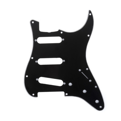 MX1388BK Пикгард для гитары Fender Stratocaster SSS, 3 слоя, черная, Musiclily
