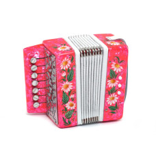 GN-25-PINK Гармонь сувенирная "Кроха", розовая, 7х3-I, Тульская Гармонь