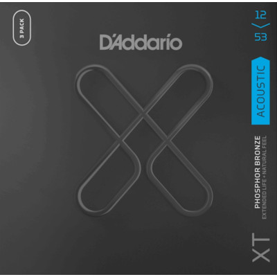 XTAPB1253-3P Струны для акустической гитары, фосф.бронза, 12-53, с покрытием, 3 комплекта, D'Addario
