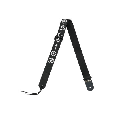 MZ-RG-5ApSymbolsBk Ремень для гитары, черный, аппликация Символы, MEZZO
