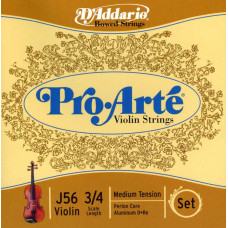 J56-3/4M Pro-Arte Комплект струн для скрипки размером 3/4, среднее натяжение, D'Addario