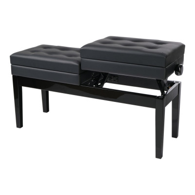 HY-PJ026 Банкетка двойная, черный глянец, искусственная кожа, Rin