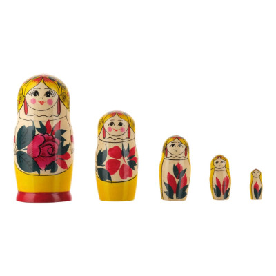 LHM10108 Матрешка традиционная 5 кукольная "Сударушка", Хохлома