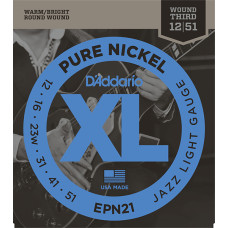 EPN21 XL Pure Nickel Комплект струн для электрогитары, никель, Jazz Light, 12-51, D'Addario