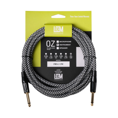 FRS-3(WH/BK) Кабель инструментальный, белый/черный, 3м, Leem